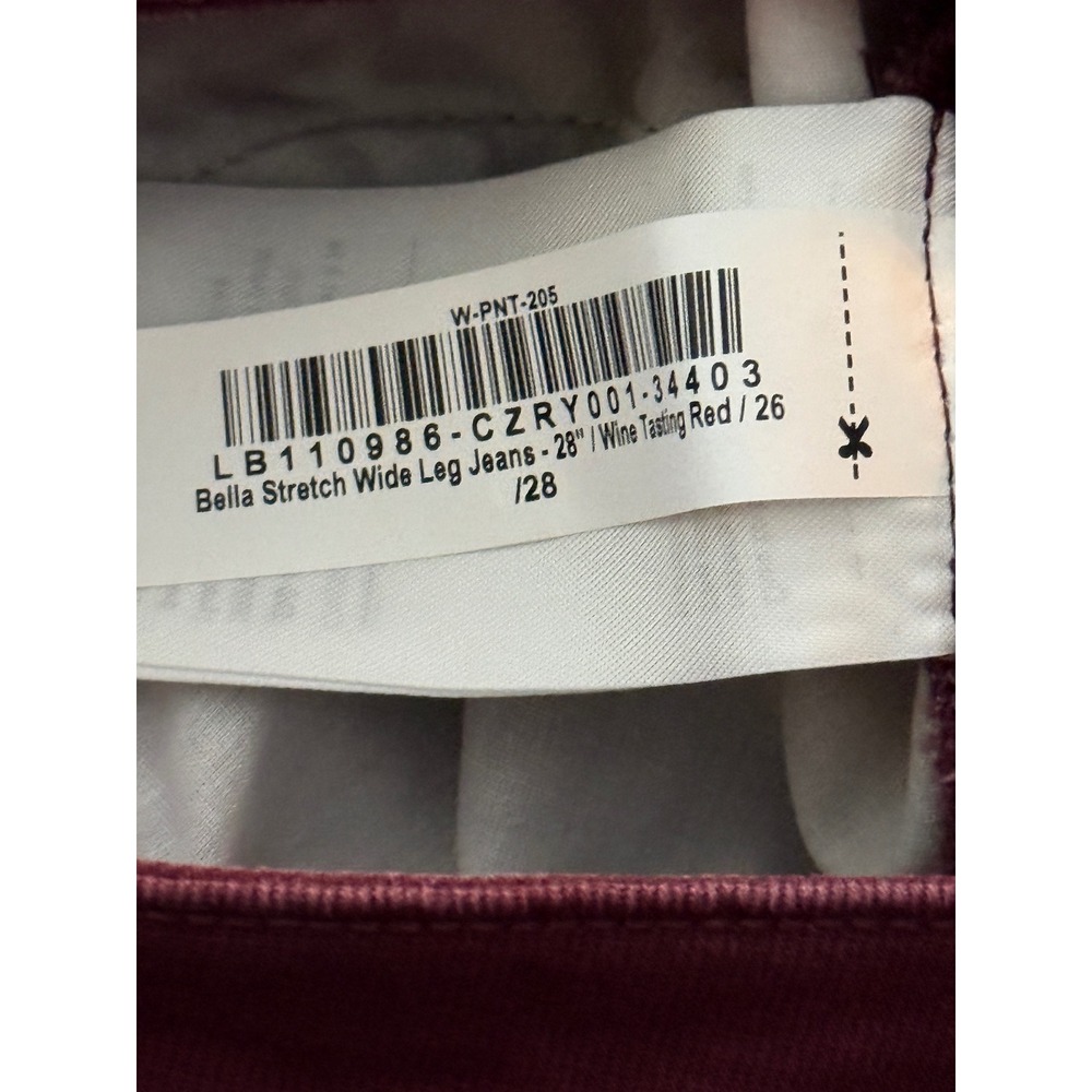 Quince Bella Stretch Wide Leg Jeans Wine Tasting Red Size 26 W-PNT-205 NWT - Picture 5 of 5